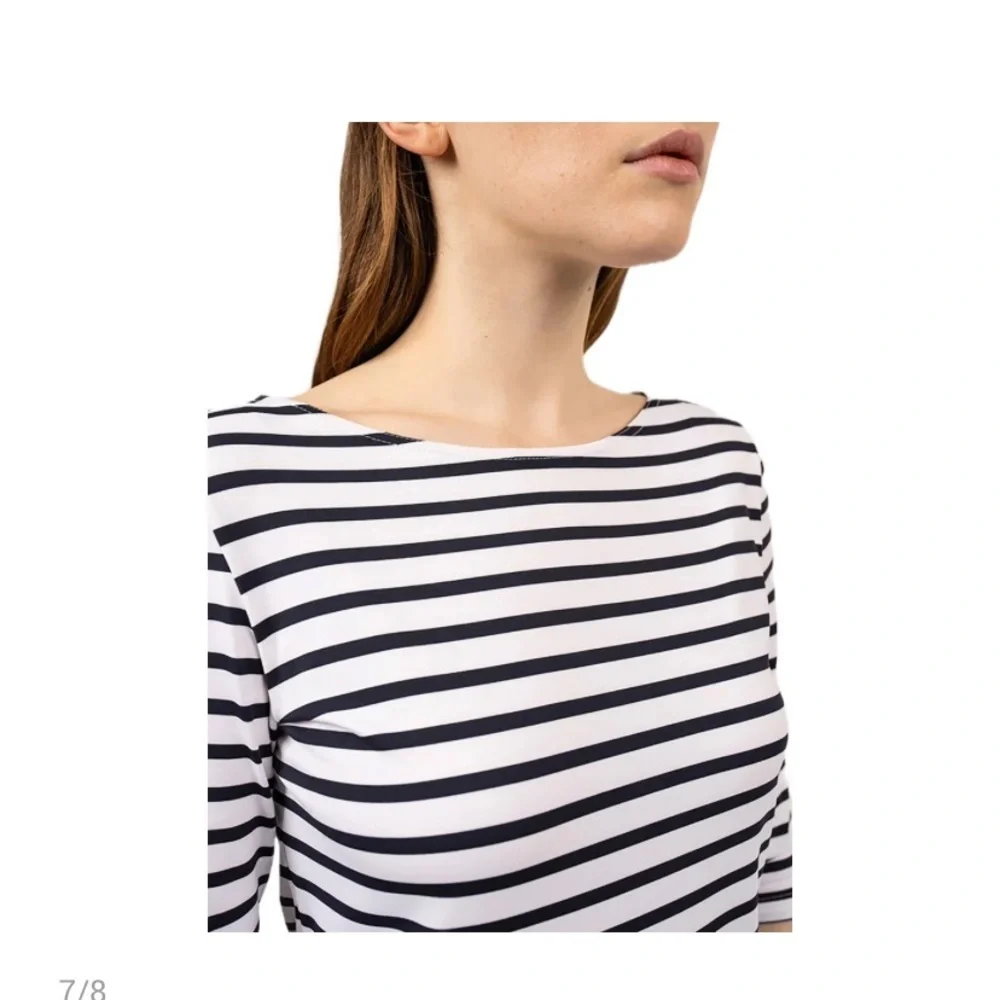 SAINT JAMES Propriano Stretch Striped White & Blue Midi Sheat Nautical Dress XS* - Picture 4 of 12